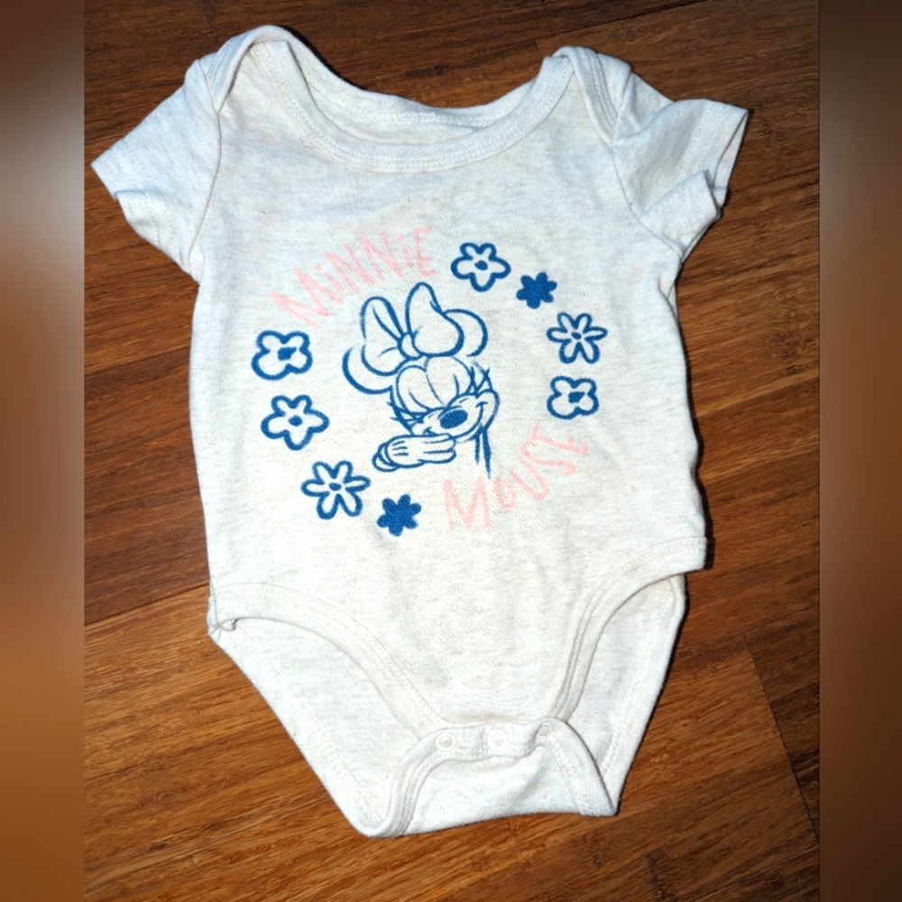 Minnie mouse white onesie.